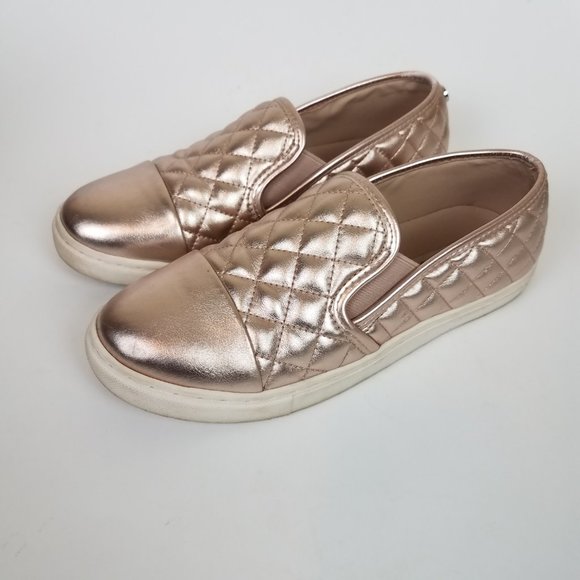 Steve Madden Zaander Pink Rose Gold Shiny Faux Leather Slip On Loafers - Picture 5 of 16